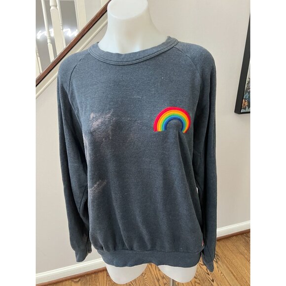 Aviator Nation Gray Sweatshirt with Rainbow Patch - Picture 3 of 5
